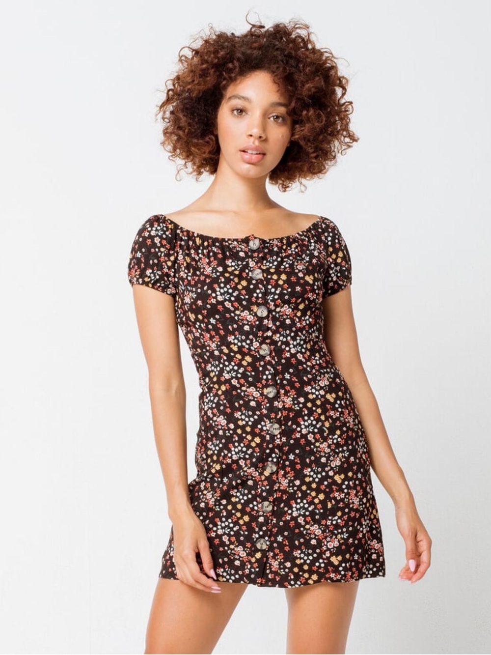 NWT Tilly's SKY AND SPARROW Floral Peasant Black Dress Mini-Mid M Medium